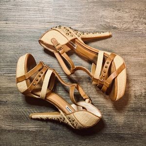 Not Rated | NEW Leather/Canvas Gold Stud Heels